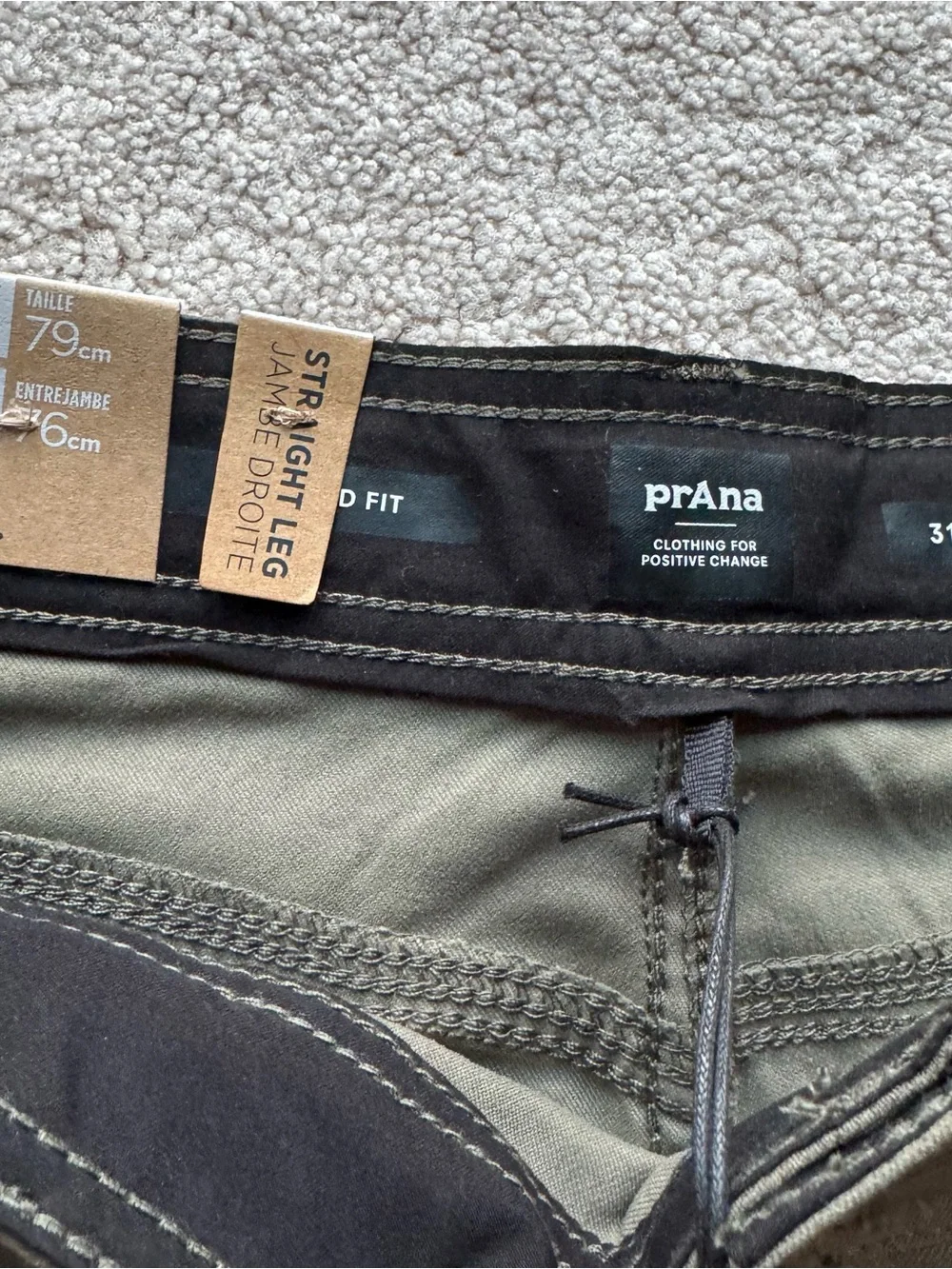 Prana Stretch Zion Pant II Mens 31 x 30 Slate Green Hiking Cargo Pants NWT